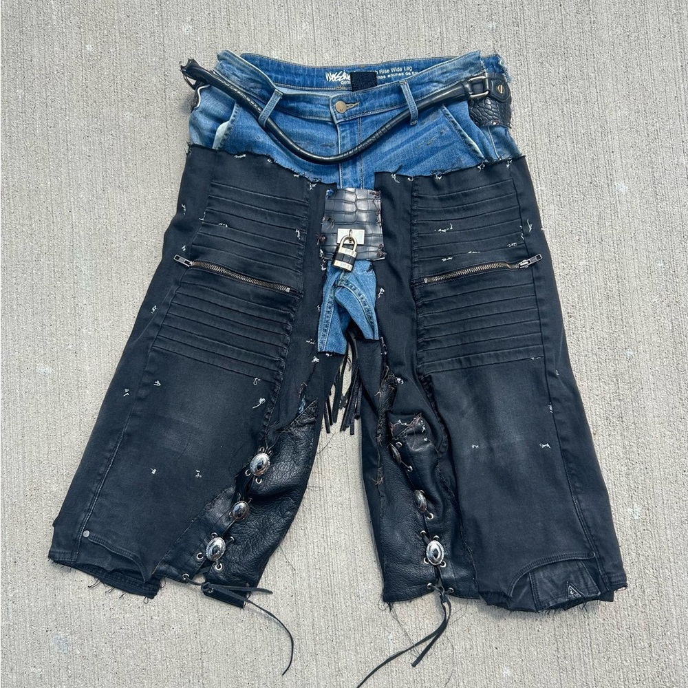 Brick Denim - Edgy Black and Blue Men Shorts